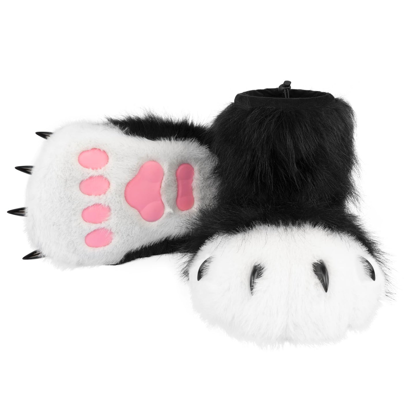 hbbhml Furry Faux Fur Shoes Animal Cat Fox Fursuit Feet Paw Slippers Plush Fluffy Warm Claw Boots Costume Accessories