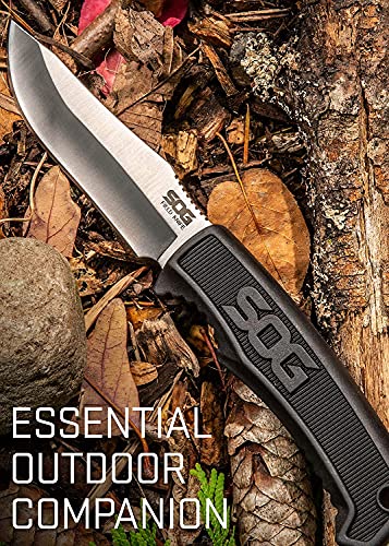 SOG Survival Knife with Sheath - Field Knife Fixed Blade Knives 4 Inch Tactical Knife and Bushcraft Knife w/Full Tang Hunt...