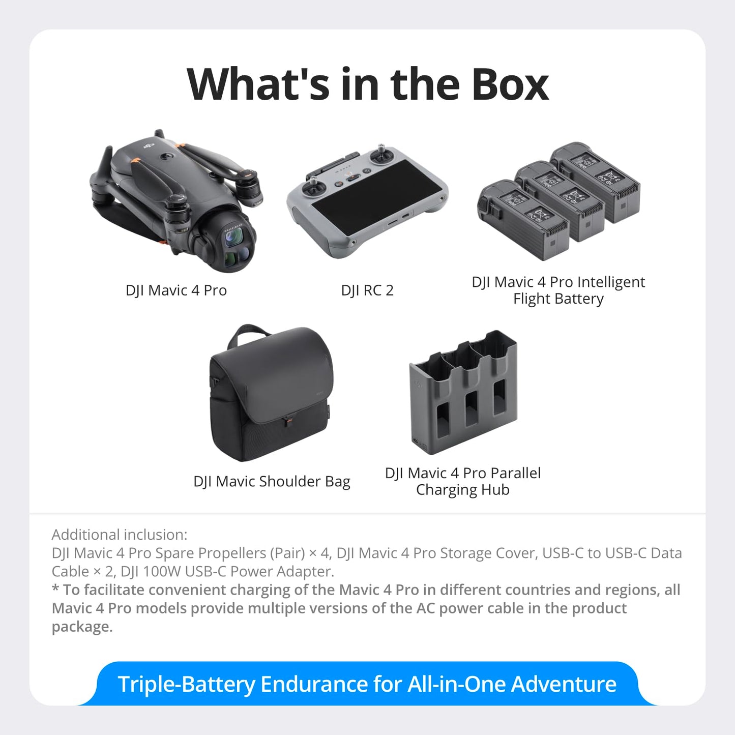 DJI Mavic 4 Pro Fly More Combo with DJI RC 2, Flagship Tri-Camera Drone with 100MP 4/3 CMOS Hasselblad Camera, 30km/18.6mi Video Transmission, 51-Min Max Flight Time, Charging Hub, and More