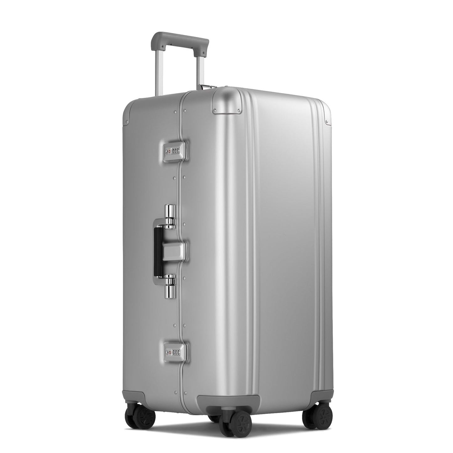 ZERO Halliburton Classic Aluminum 3.0 - Portable Trunk 99L – Large Aluminum Checked Luggage with Wheels, TSA Lock, and Spacious Interior for Long Trips SILVER