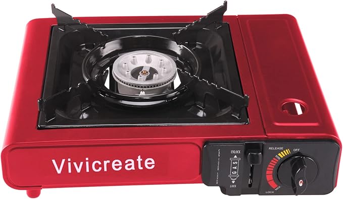Vivicreate 8500 BTU Portable Butane Gas Stove for Camping Cooking Outdoor, Lightweight Portable Stove Burner with Auto Ign...