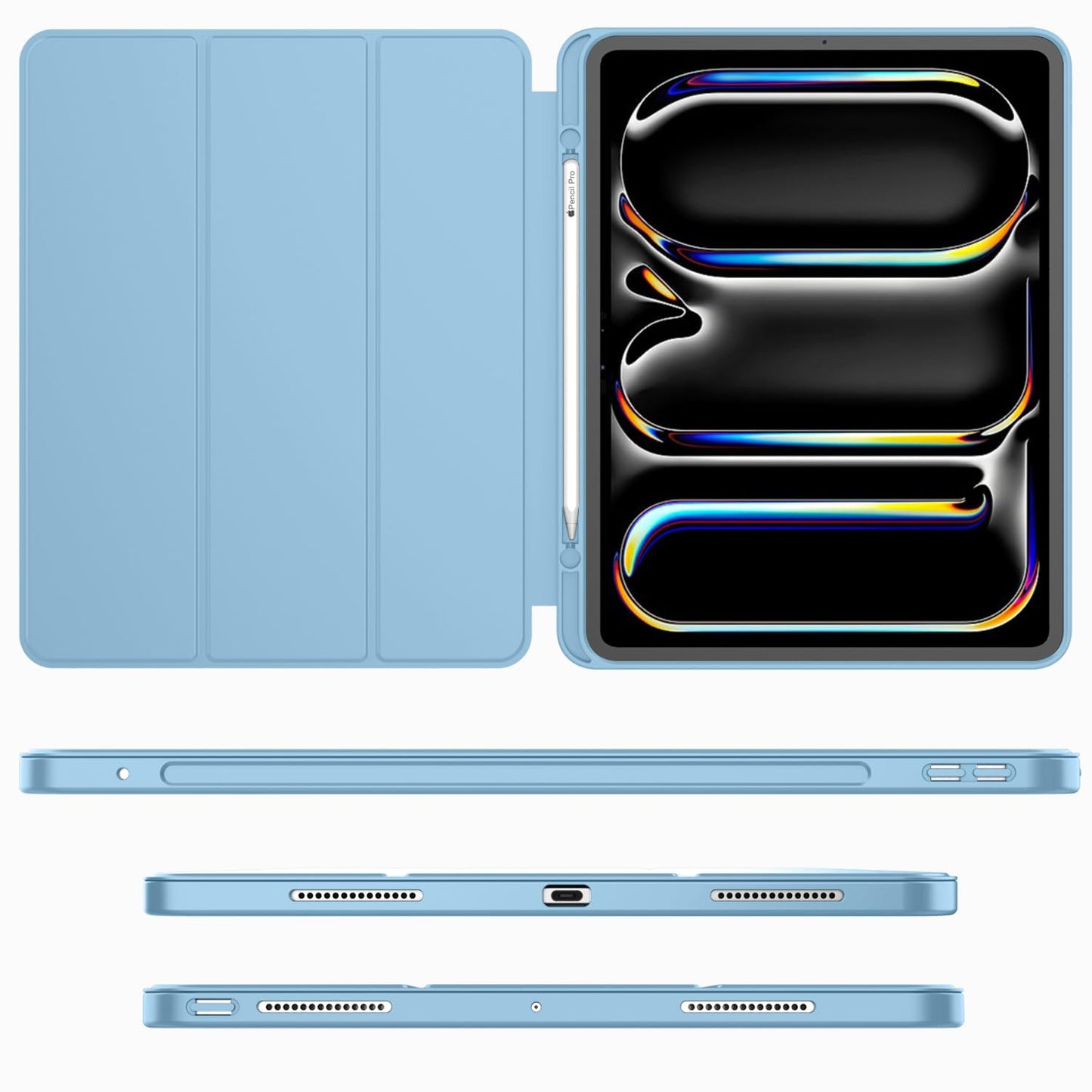 Imieet For Ipad Pro 11 Inch Case M4 2024 (5Th Generation) With Pencil Holder, [Support Pencil Pro And Pencil (Usb-C)], Trifold S
