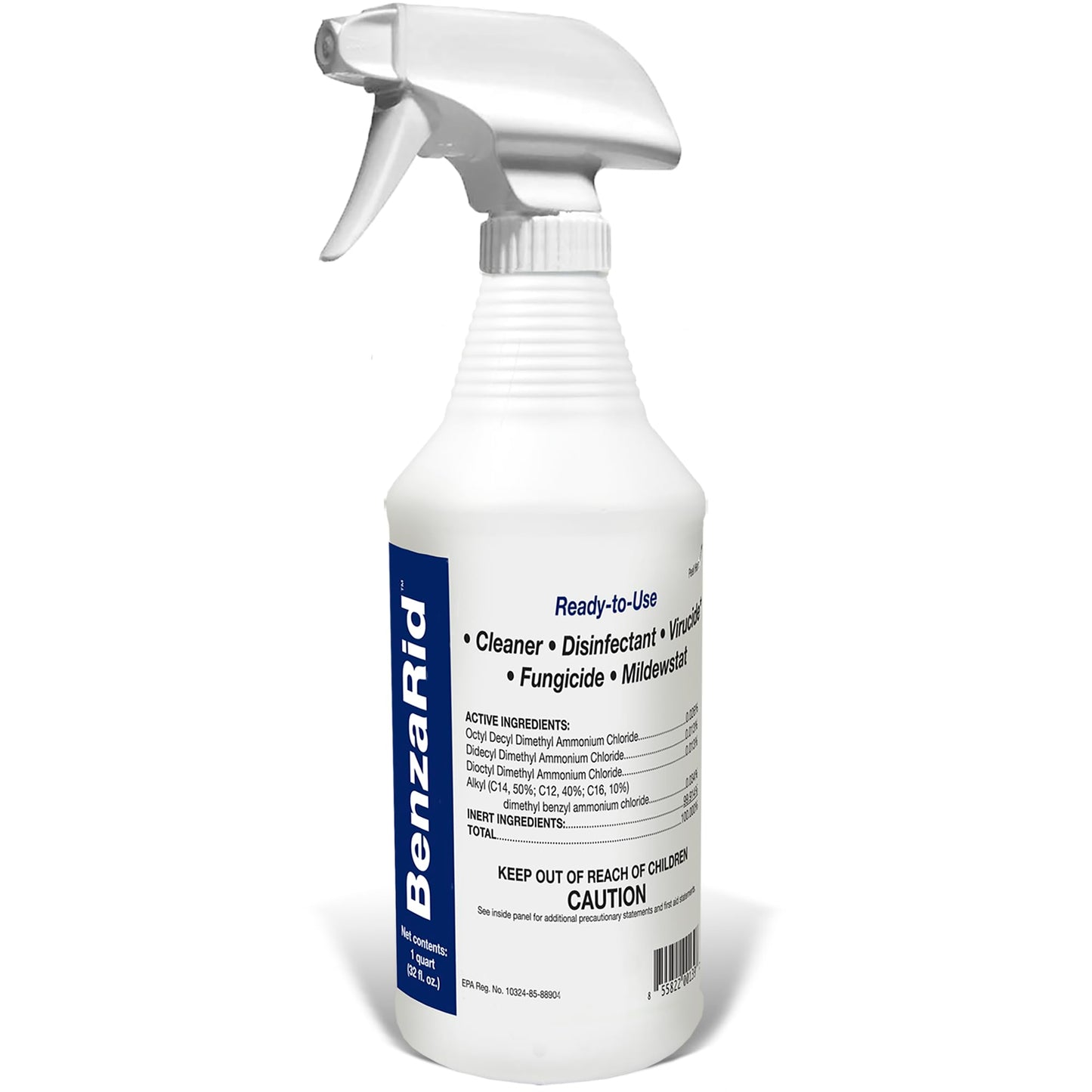 BenzaRid Hospital Disinfectant Virucide Spray Kills 99.99% of MRSA, COVID-19, H5N1, Staph, Avian Flu, Bacteria & Mold | EPA Reg. for Medical, Dental, Veterinary, Farm & Home Use 32 oz