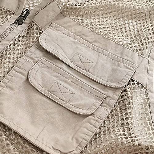 Rizanee Unisex Mesh Breathable Fishing Vest, Multi-Pockets Photography Travel Hiking Waistcoat Jacket for Adults and Youth