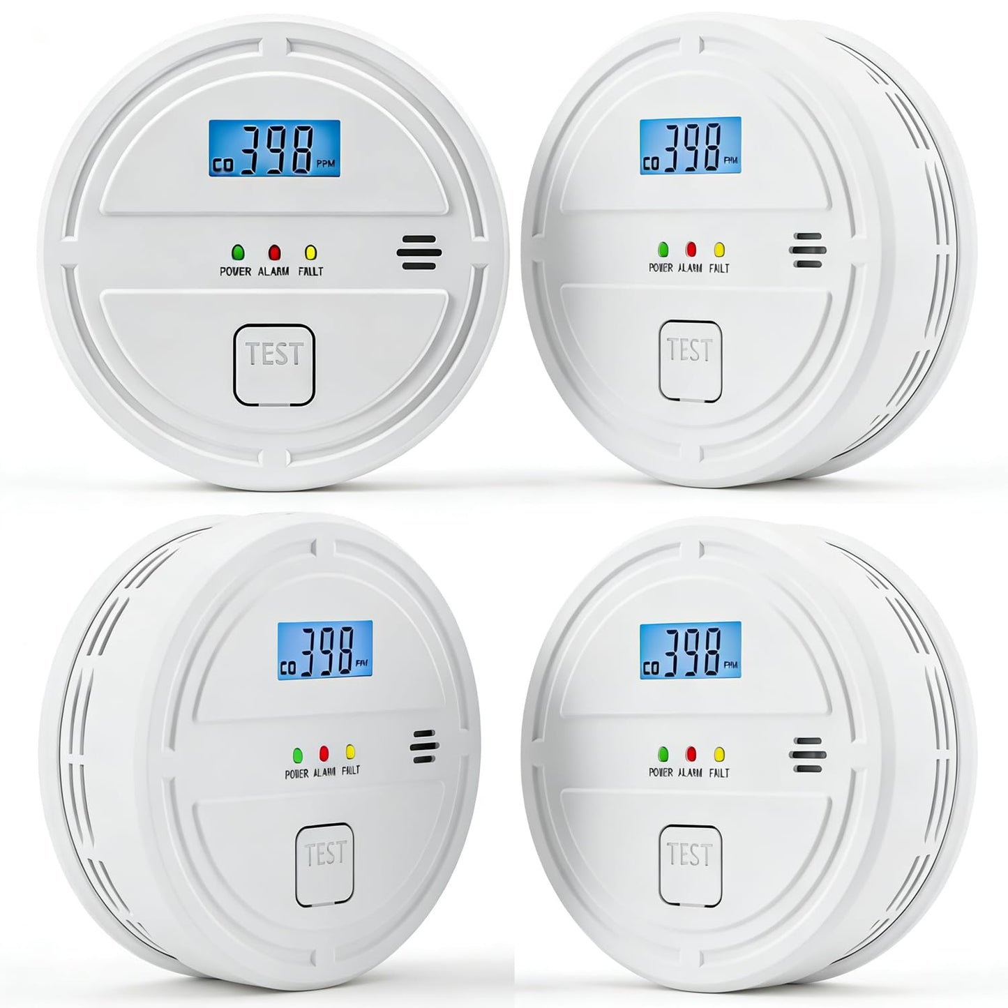 4 Packs Smoke & Carbon Monoxide Detector Battery Operated,2-in-1 Smoke Detector Carbon Monoxide Detector Combo,Smoke Alarm with Digital Display for Home