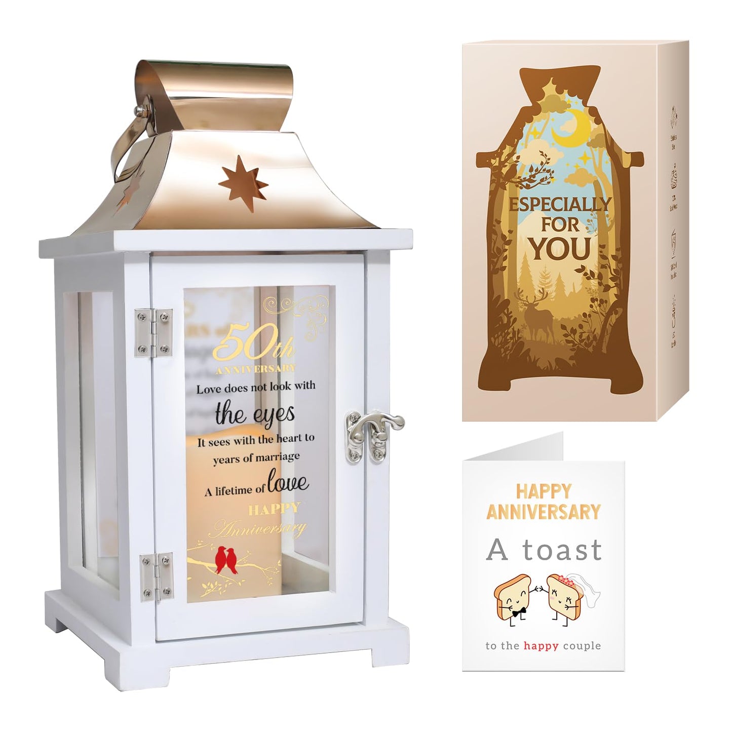 Best 50th Anniversary Wedding Gifts for Couple, Wife, Parents, Husband - 50th Wedding Anniversary Lantern, Golden 50 Years of Marriage Gifts for Couple, Wife, Her, Women