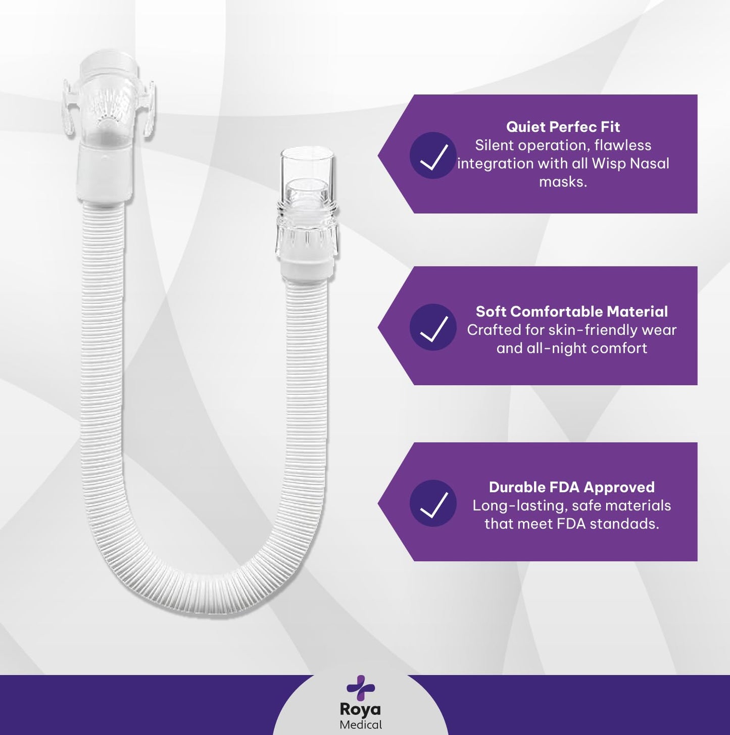 Roya Medical Replacement Connecting Hose for Wisp Nasal Mask, Pack of 2