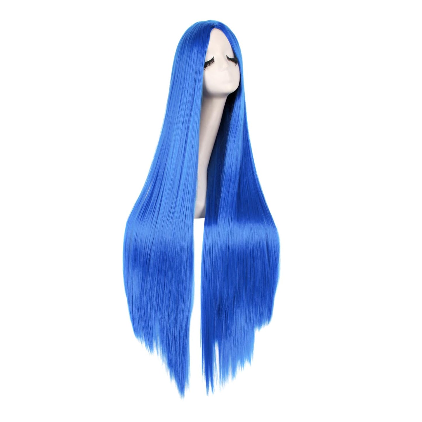MapofBeauty 40 Inch/100 cm Fashion Straight Long Costume Anime Cosplay Anime Wig (Bright Blue)