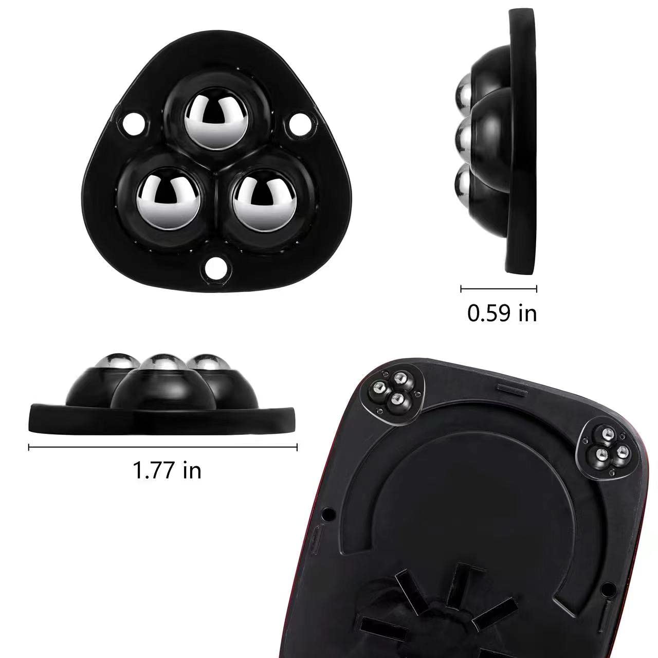 12 PCS Small Appliance Caster Wheels Sticky Swivel Sliders Mini Self Adhesive Wheels for Stand Mixers, Coffee Makers, Air Fryers, Appliance Rollers for Kitchen Appliances Countertop (Black)