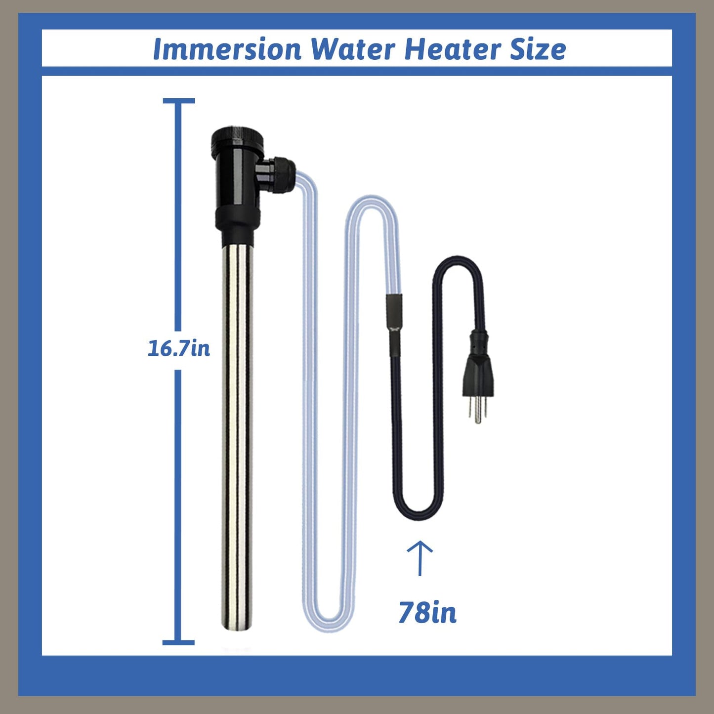 XCLBTFDC 1800W Portable Submersible Water Heater Electric Hot Tub and Pool Immersion Water Heater with 176°F Temp Control, WiFi Timer for Baptistry, Spa, above ground pool, Inflatable Pool & Bathtub