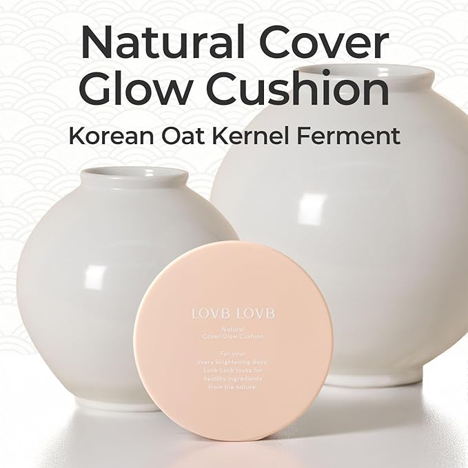 Natural Cover Glow Cushion Foundation | Satin Radiant Finish | Korean Foundation Makeup | Long-Lasting Natural Coverage | for All Skin Types 0.42 oz. (21N Light Beige)