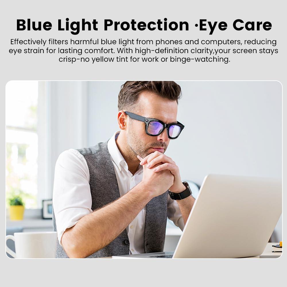 Smart Ai Camera Glasses - 500W Hd Camera, Bluetooth 5.3, Voice Control, Open-Ear Speakers, 230Mah Battery, Blue Light Protection