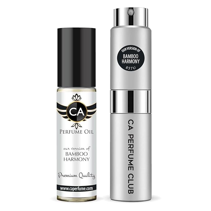 CA Perfume Duo Impression of Bamboo Harmony For Women And Men Perfume Layering Set Long Lasting Travel Size EDP + Body Oil Roll-On Bottle 0.27 Fl Oz+0.33 Fl Oz