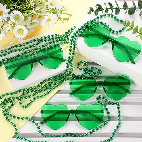 Mepase 24 Pcs Beads Necklaces and Heart Sunglasses 80s Accessories for Adults Valentines Parade Wedding Birthday Party Favor