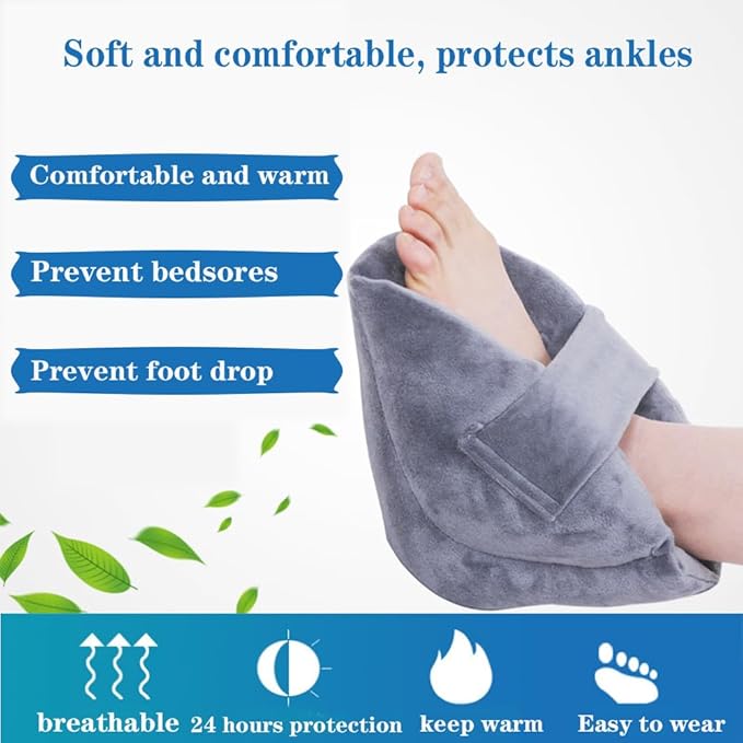 AUSTYLCO 2PCS Heel Protector Cushion-Foot Support Pillow,Anti-Decubitus Heel Pad for Heel Pain Relief,Pressure Sores,Pressure Sores,Bed Sores,Plantar Fasciitis,Adjustable in Size
