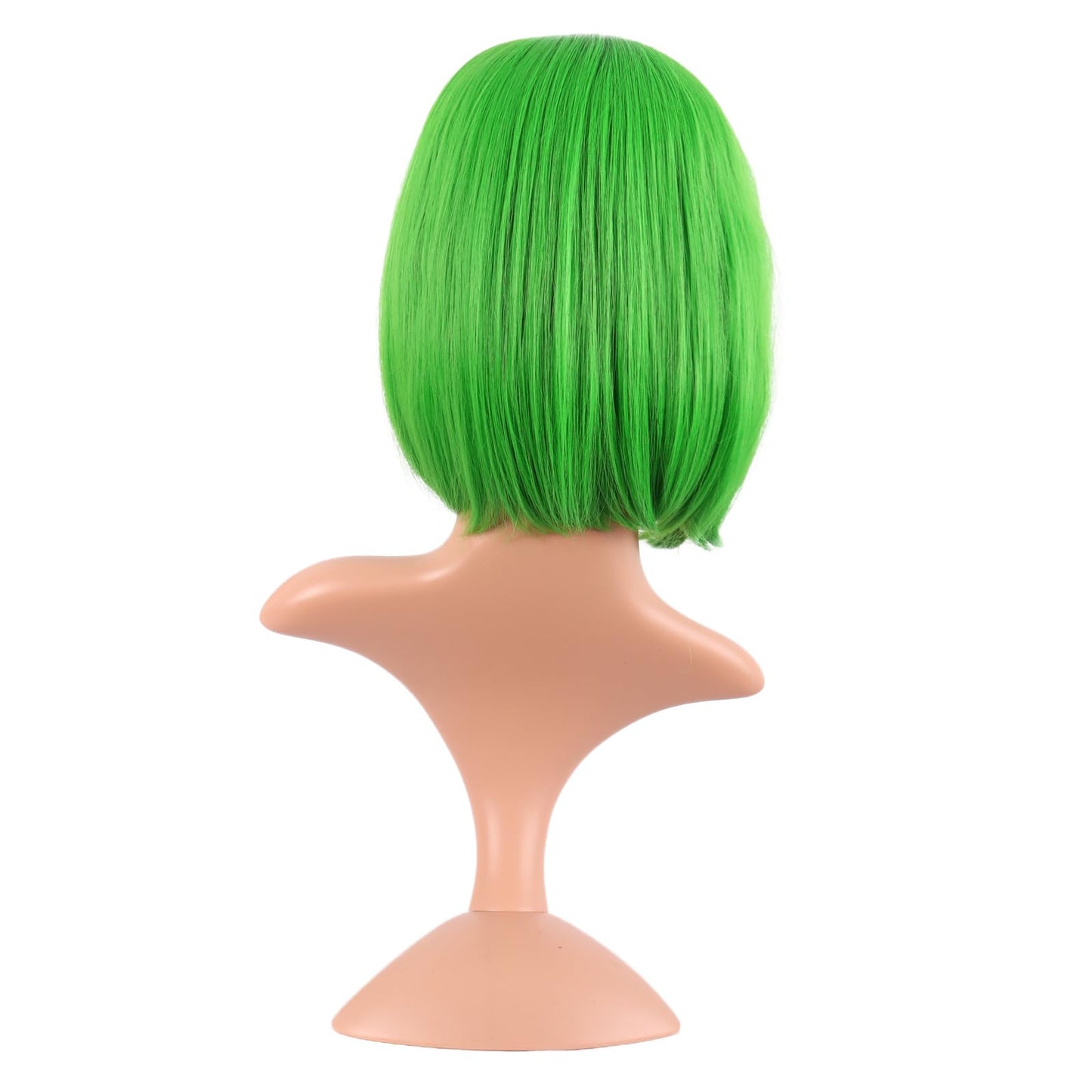 MapofBeauty 12 Inch /30 cm Fashion Lady Short Straight Synthetic Flat Bangs Bob Wig (Neon Green)