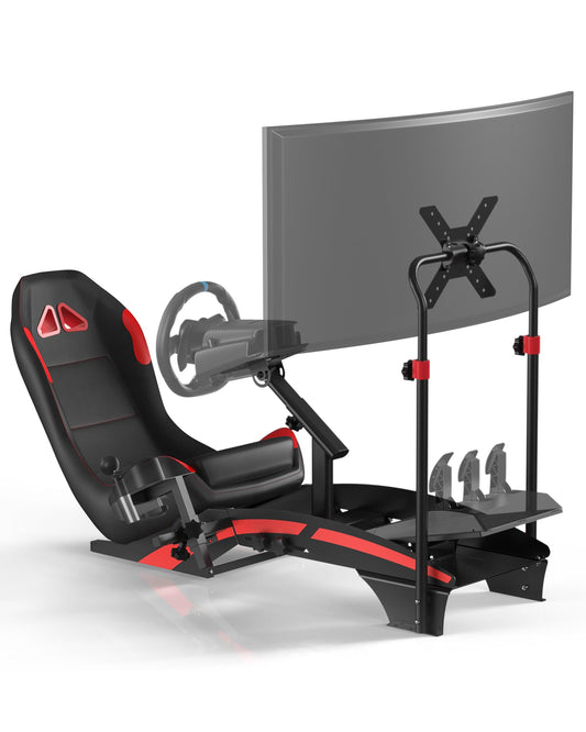 RACGTING F1-Style Racing Simulator Cockpit with Integrated TV Mount, Adjustable Formula Driving Position for Advanced Sim Racers, Compatible with Logitech, Thrustmaster & Fanatec