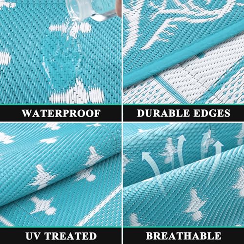 Pauwer Waterproof Outdoor Rug 6x9, Reversible Plastic Straw Patio Camping Rug, Indoor Outdoor RV Mat Carpet for Deck, Camp...