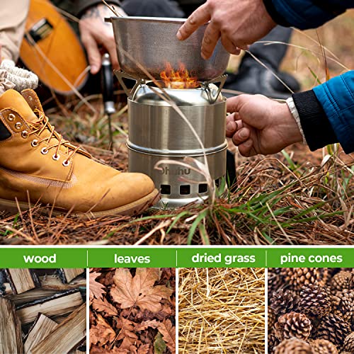 Camping Stove, Ohuhu Camp Stove Wood Burning Stove Stainless Steel Stoves Mini Portable Stove for Camping Picnic BBQ Backp...