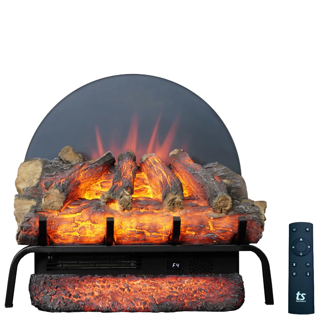Touchstone BurnBrite 22" Free Standing Electric Fireplace Log Set, Fireplace Insert, 750W/1500W Heater, 3 Flame-10 Ember Colors, Crackling Sound, Alexa-WiFi Enabled, Remote Control