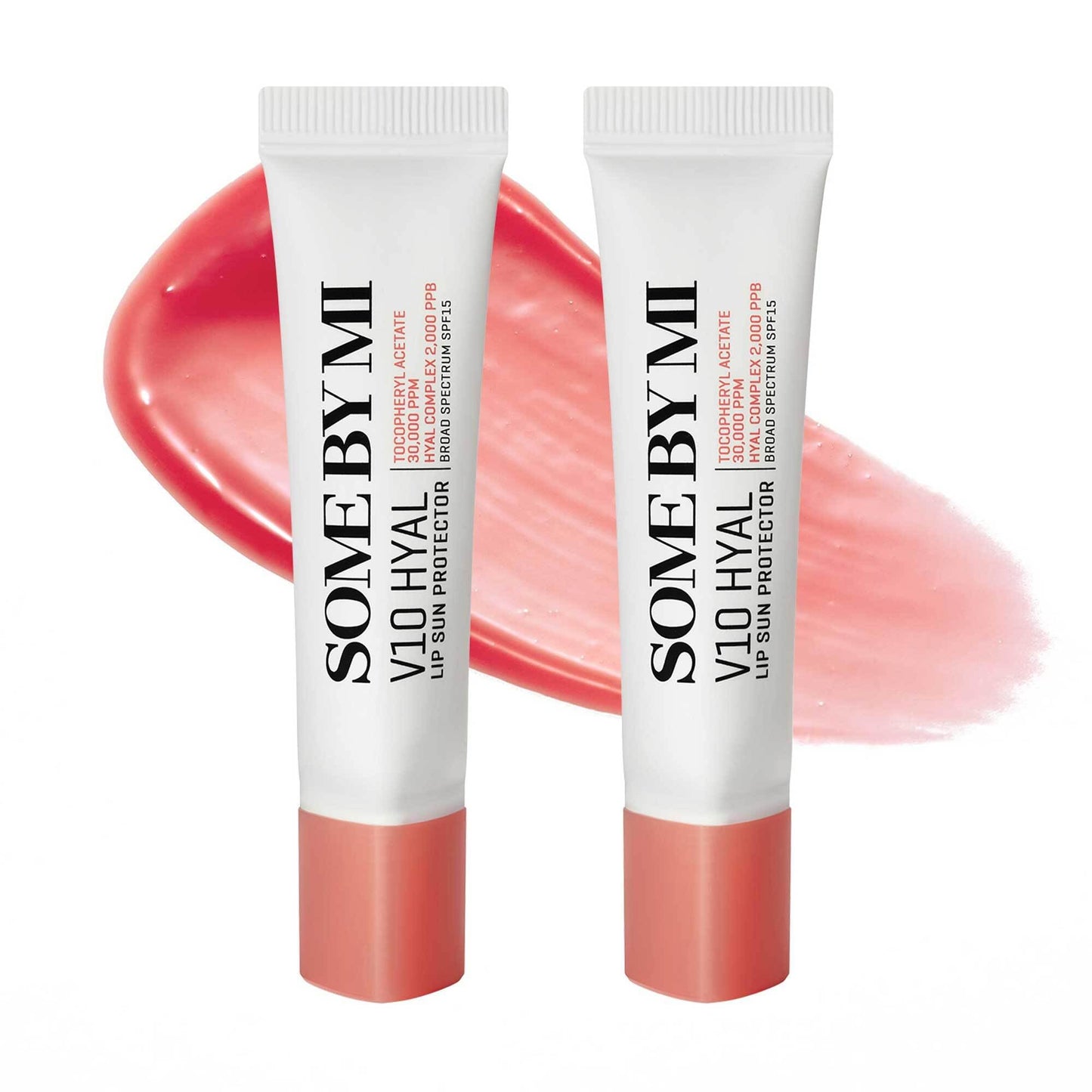 SOME BY MI V10 Hyal Lip Sun Protector Rosy - Pack of 2, 0.46oz - Korean Tinted Glow SPF 15 Sunscreen Lip Balm for Dry & Sensitiv