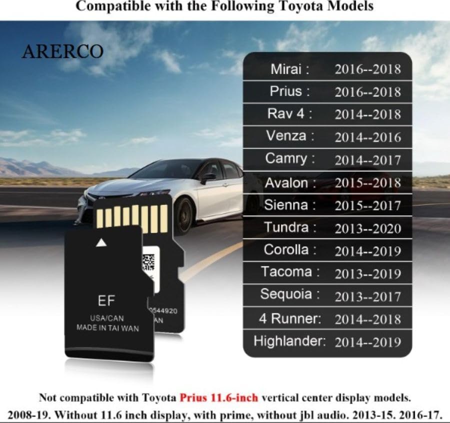ARERCO 2025 Navigation sd Card Update 86271-0E077 Fits Only Toyota 4Runner, Camry, Corolla, Highlander, Prius, Tacoma, Tun...