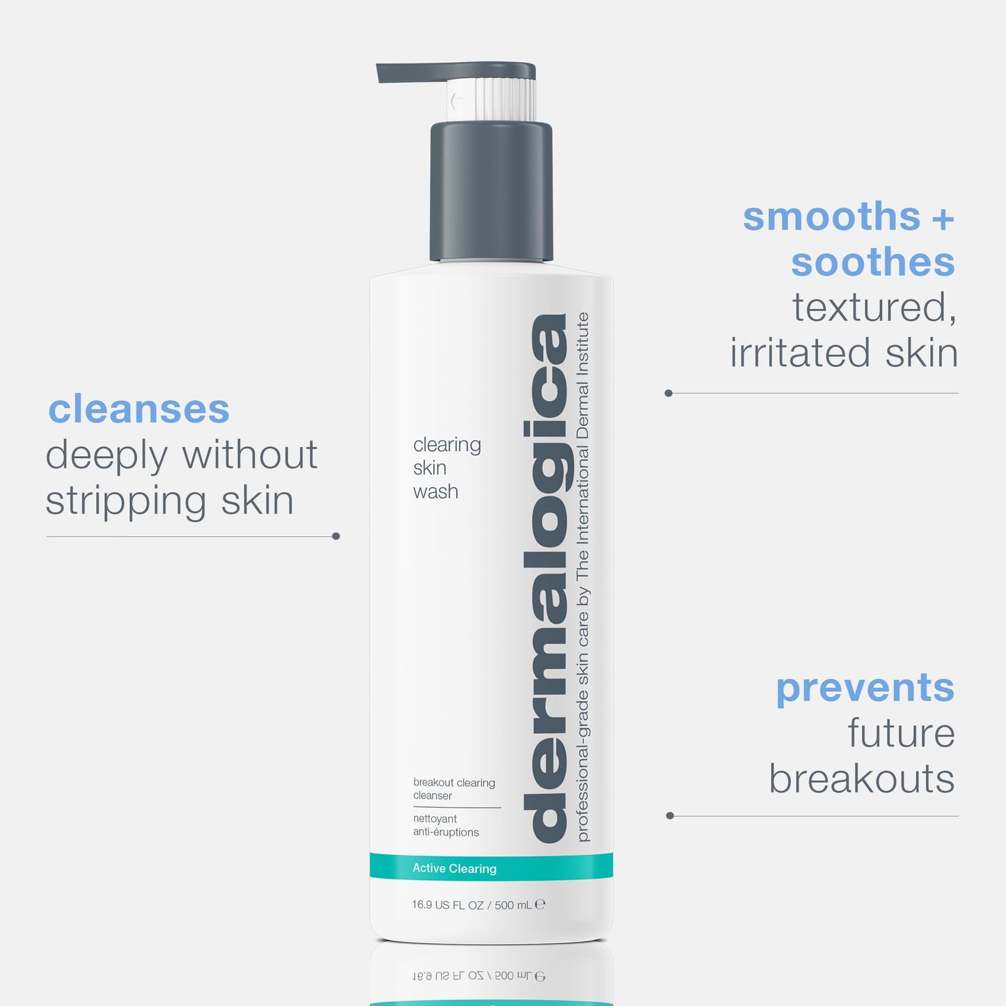 Dermalogica Clearing Skin Wash (16.9 Fl Oz) Anti-Aging Acne Face Wash - Natural Breakout Clearing Foam with Salicylic Acid and T