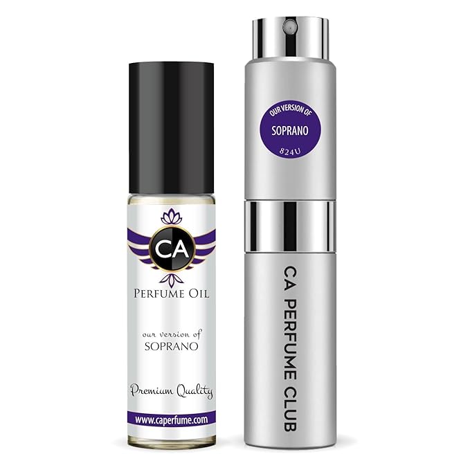 CA Perfume Duo Impression of Soprano For Women And Men Perfume Layering Set Long Lasting Travel Size EDP + Body Oil Roll-On Bottle 0.27 Fl Oz+0.33 Fl Oz