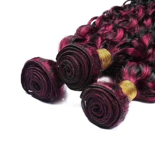 Habiliana Bundles Human Hair 16 18 20 Inch Jerry Curly Wave Burgundy P1B/99J Human Hair Bundles 11A Unprocessed Brazilian Virgin Quick Weave Hair Extensions for Black Women