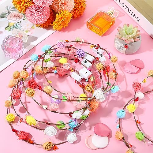 Syhood Valentines Day Gifts, 50 Pcs LED Flower Crowns Headbands, Light up Flower Crowns for Women, Glow in the Dark Headba...