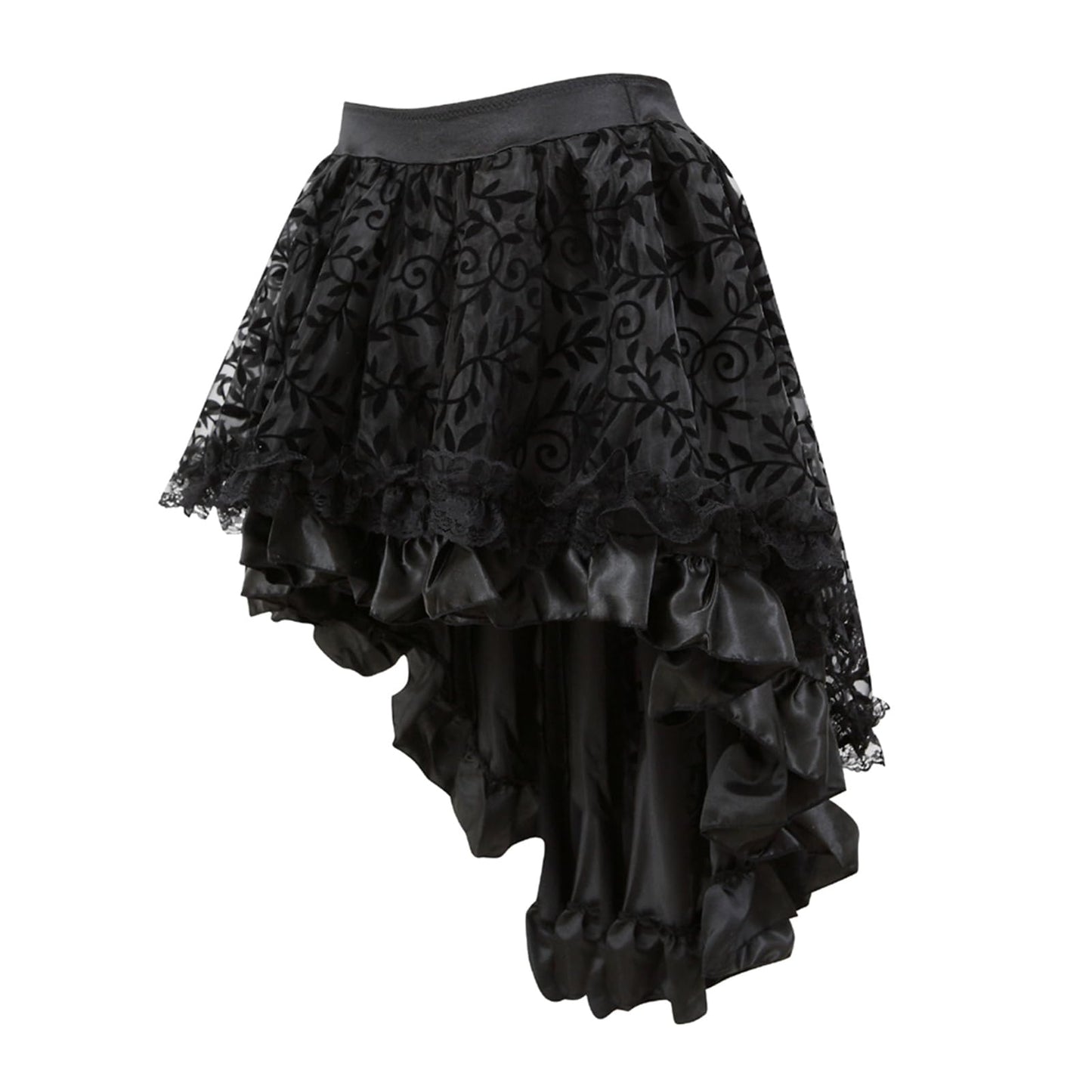 Zhitunemi Plus Size Steampunk Costume for Women Pirate Dressing Renaissance Skirt High Low Outfits Saloon Girl Costumes Black XS