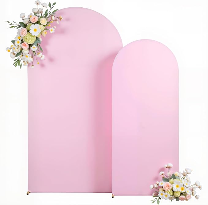 Light Pink Arch Backdrop Cover Set of 2 Baby Pink Arch Cover 7.2 and 6ft Wedding Arch Cover Stretchy Backdrop Bridal Baby ...
