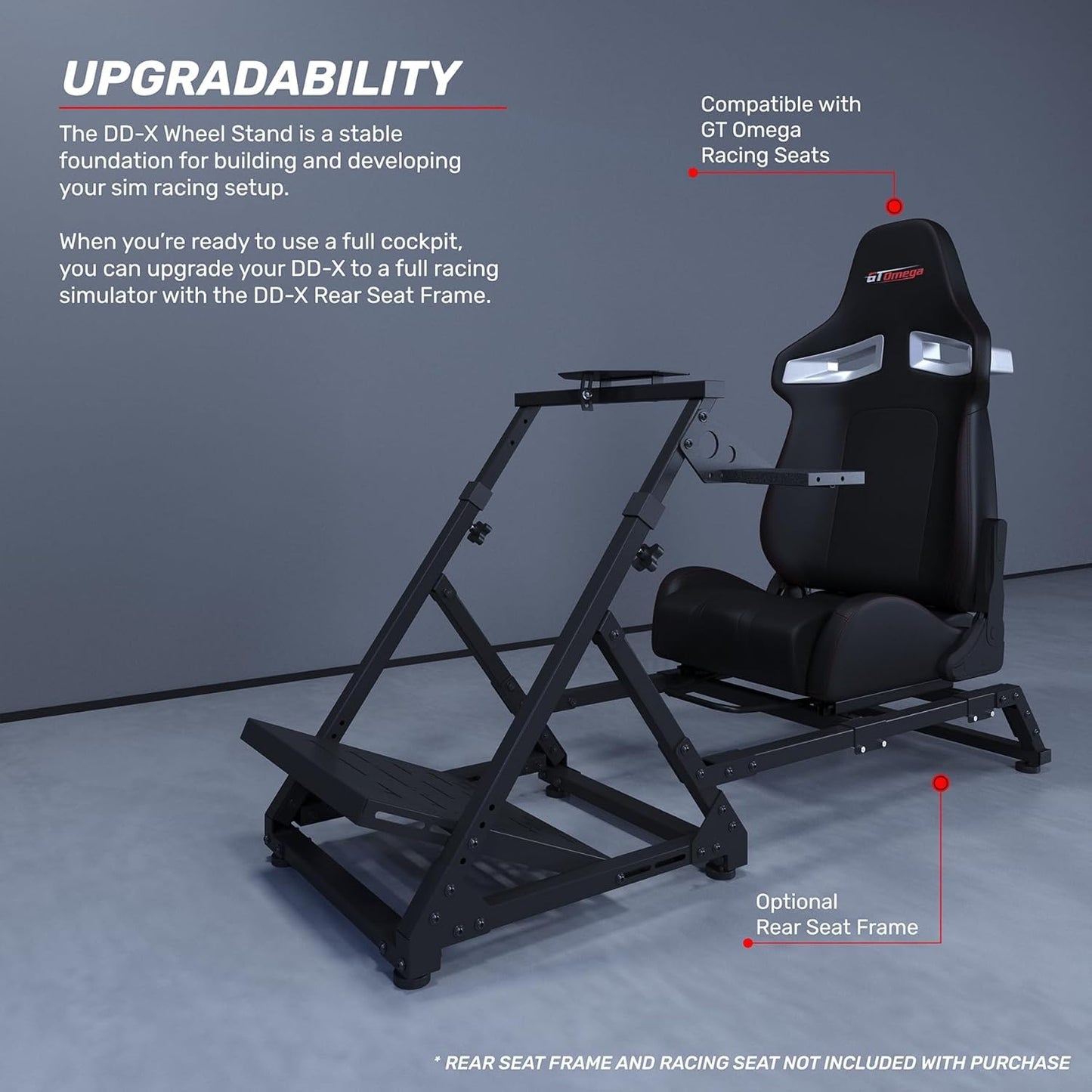 GT OMEGA DD-X Wheel Stand - Provides Incredible Stability, Angle & Height Adjustment, Includes an Adjustable Gear Shifter Mount