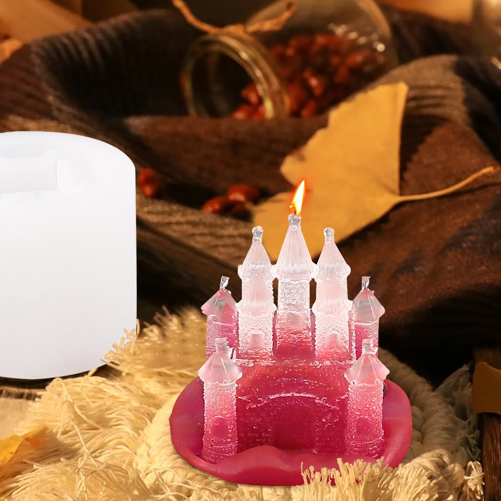 iSuperb 2 Style Silicone Molds for Resin 3D Dream Castle Resin Molds Casting Epoxy Crystal Molds for Soap Candlestick, Clay, House Creative Decorations (2 Castle)