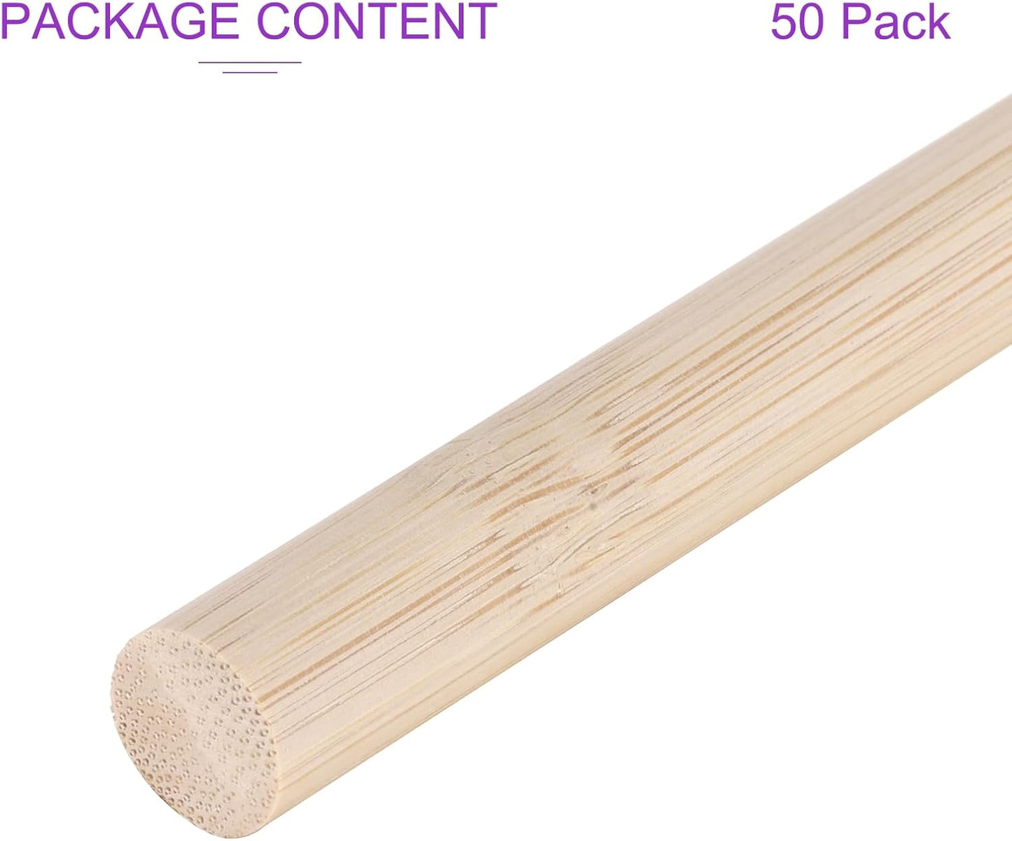 DMiotech 50 Pack 1/2" x 6" Wooden Dowel Rods Unfinished Natural Sticks Wood Craft Sticks for Home Decor Projects and Making DIY Craft,Wood Color
