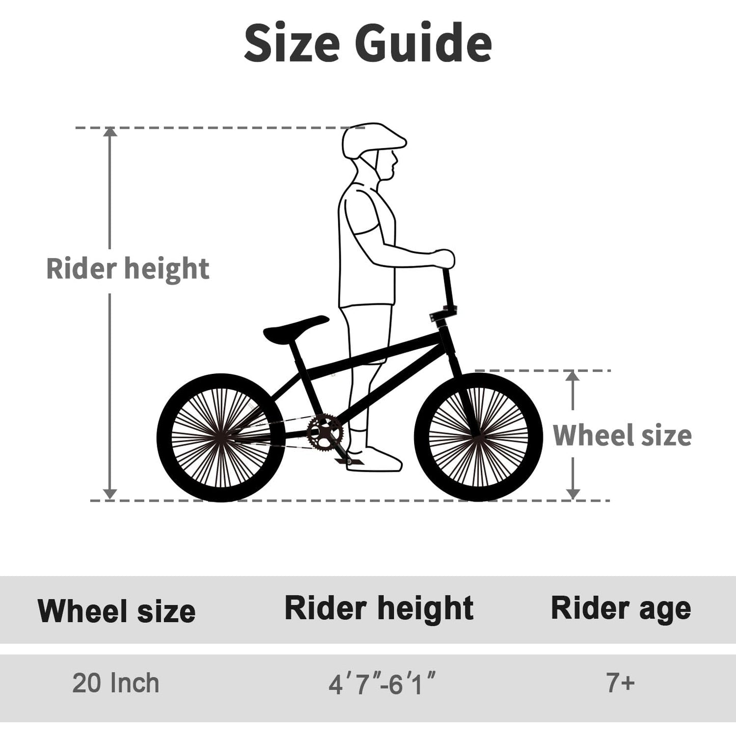 cubsala Freestyle BMX Bike, 20 Inch Yaphet Bicycle for Teen Beginner and Adult Riders, Bike with Hi-Ten Steel Frame, Black with Green Tires