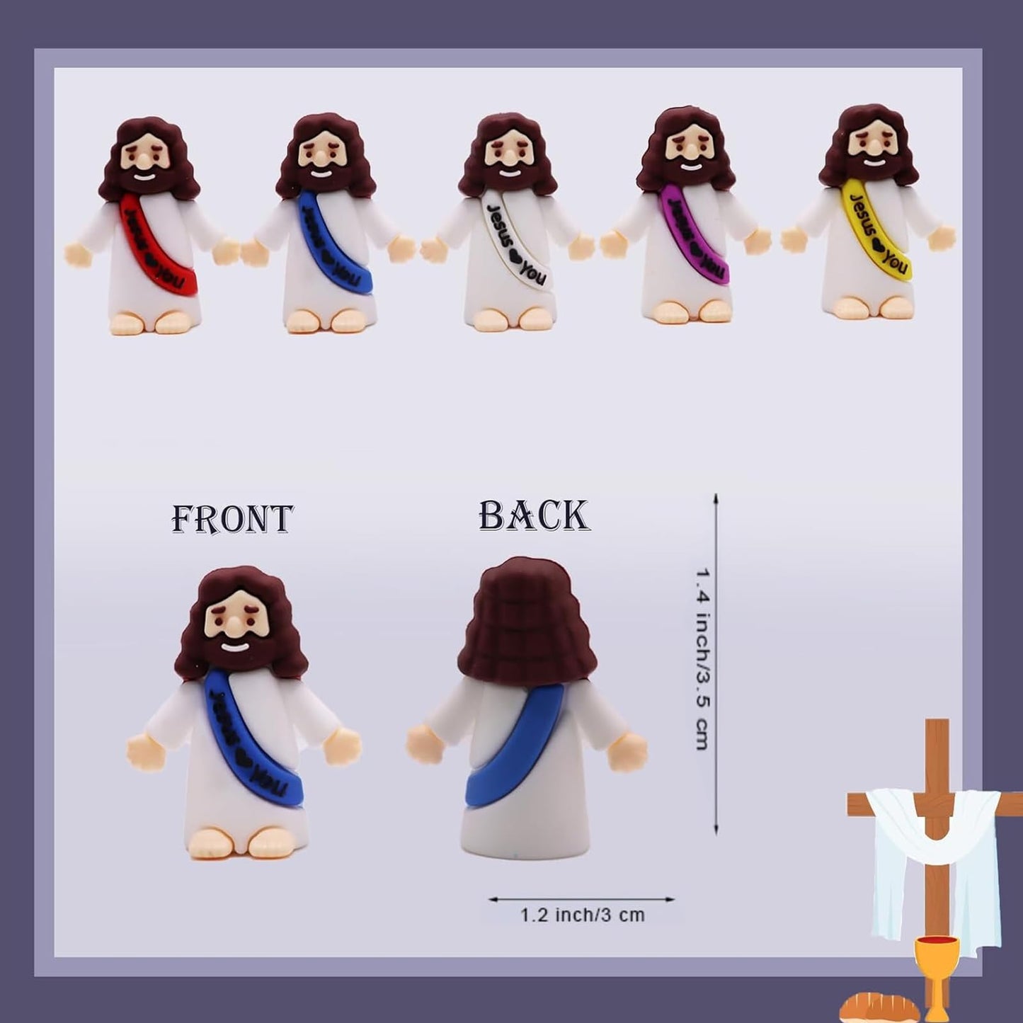AKFAHOIF 30PCS Little Jesus Figures, Mini Jesus Figurines in Bulk, Multicolor Tiny Jesus Figures, Miniature Figurines to Hide and Seek Religious Gifts for Easter Egg Stuffers