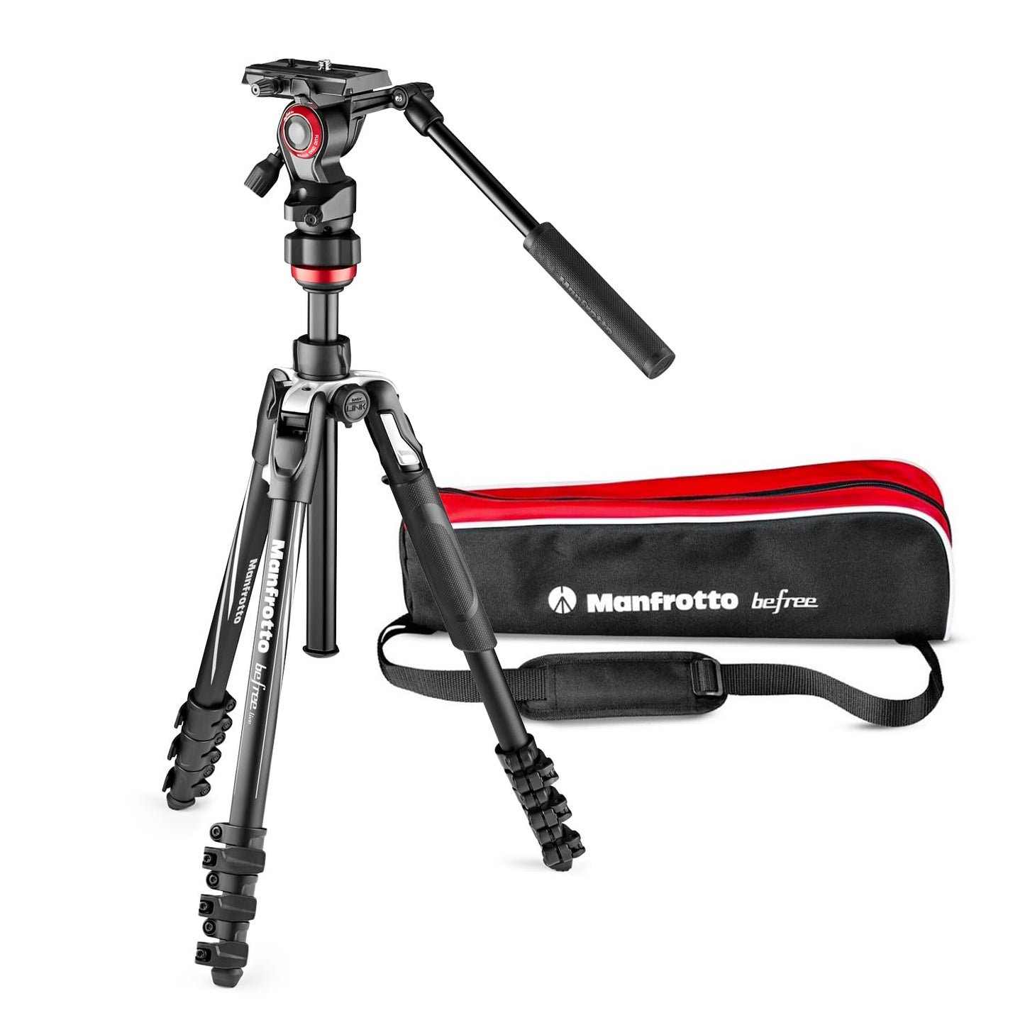 Manfrotto Befree Live, Travel Video Tripod with Video Camera Head and Lever Closure, Aluminum Tripod for DSLR, Mirrorless, Reflex Cameras and Video Cameras, Camera and Video Accessories
