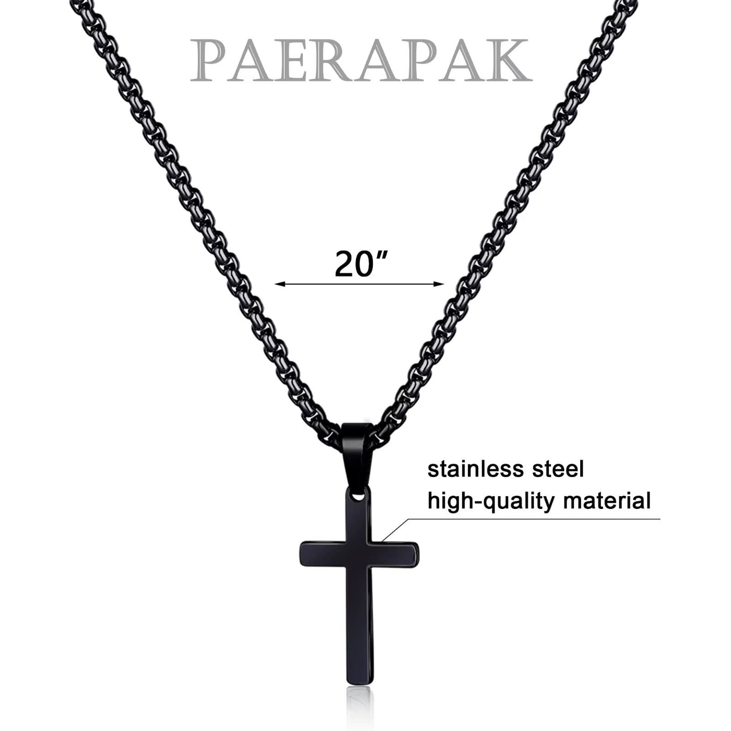 PAERAPAK Brother Cross Necklaces - Black Cross Necklace for Brother Gifts, Birthday, Fathers Day, Christmas
