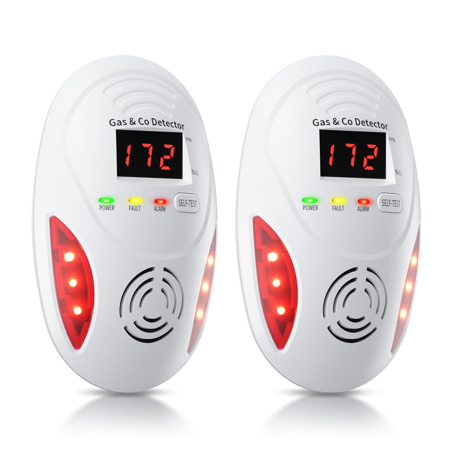 Carbon Monoxide Detectors and Natural Gas Detector, Carbon Monoxide Detectors Plug in, Dual Alarms Gas Leak Detector with Light - Natural, Co Leak Detection for Home, RV Essentials, White, 2Pcs