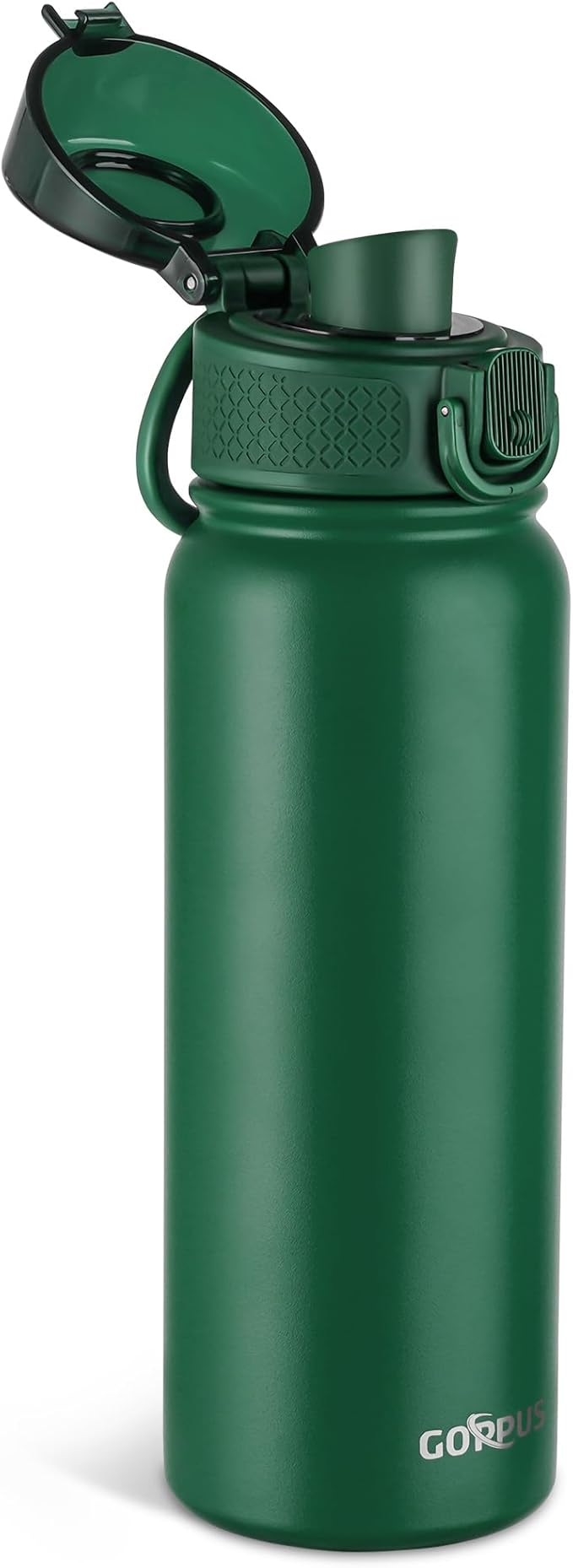 GOPPUS Insulated Water Bottle 20oz Stainless Steel BPA-Free Sports Bottle Ideal for School and Travel Silicone Spout Lid Prevents Leaks, Sweat, and Dust (army green)
