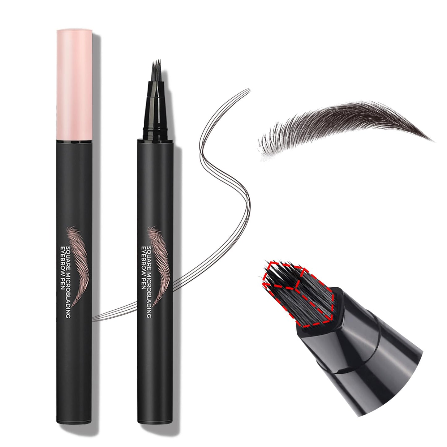 Liquid Microblading Eyebrow Pencils for Women - Waterproof, Quick-Drying Brow-Fection Pen with Angled Square Tip for Hair-Like S