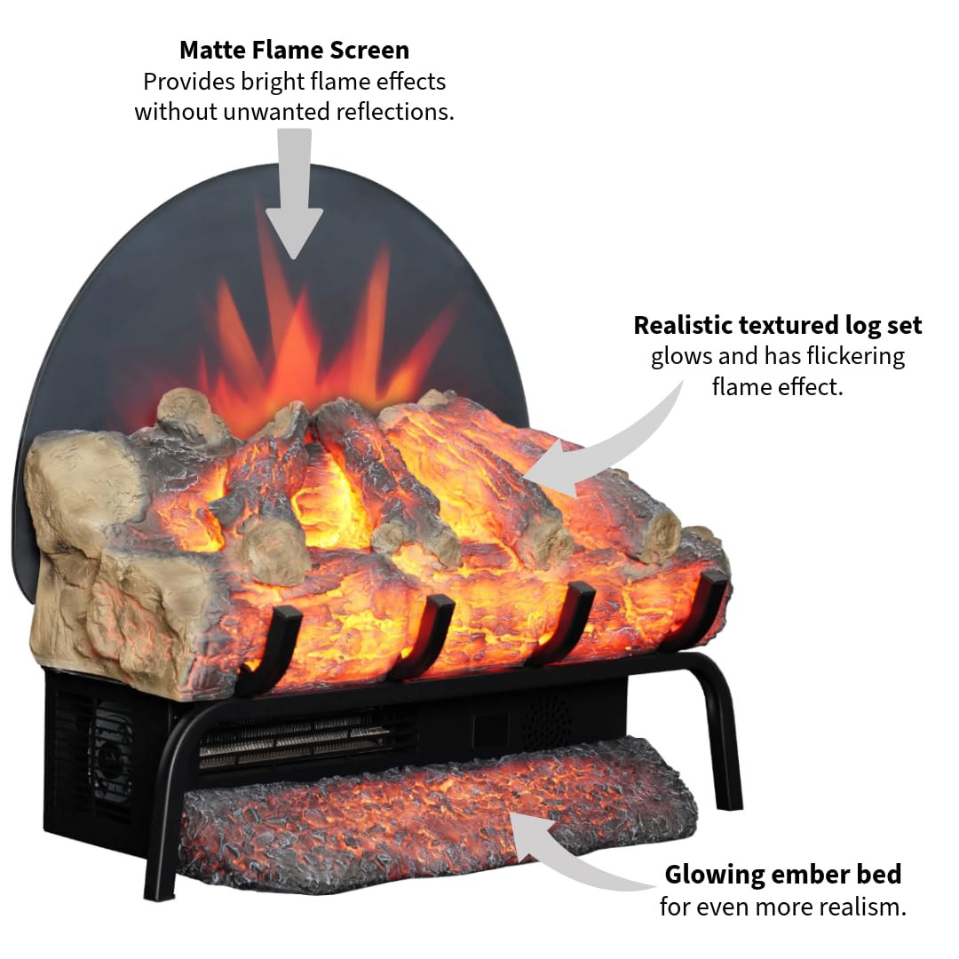 Touchstone BurnBrite 22" Free Standing Electric Fireplace Log Set, Fireplace Insert, 750W/1500W Heater, 3 Flame-10 Ember Colors, Crackling Sound, Alexa-WiFi Enabled, Remote Control
