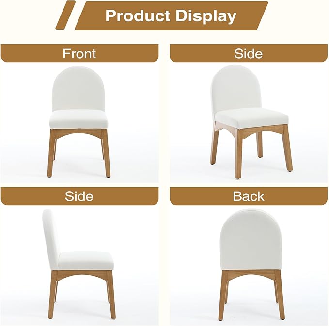 DUOMAY Modern Dining Chairs Set of 2, Mid Century Linen Fabric Upholstered Dining Room Chairs Kitchen Chairs with Solid Rubberwood Legs, Armless Accent Side Chairs, Beige