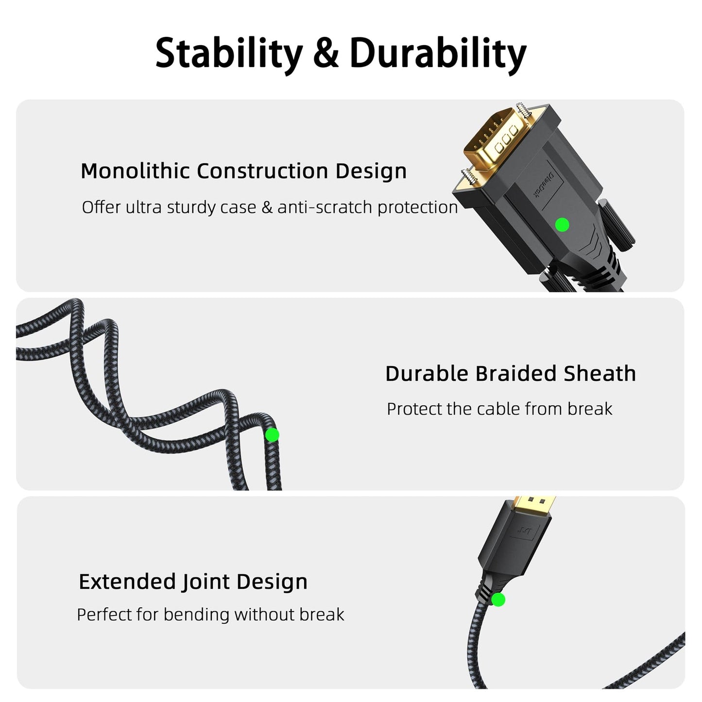 Dteedck Displayport To Vga Cable 3Ft 5 Pack, Dp Display Port To Vga Adapter Cable Converter Male To Male Braided Cord For Monito