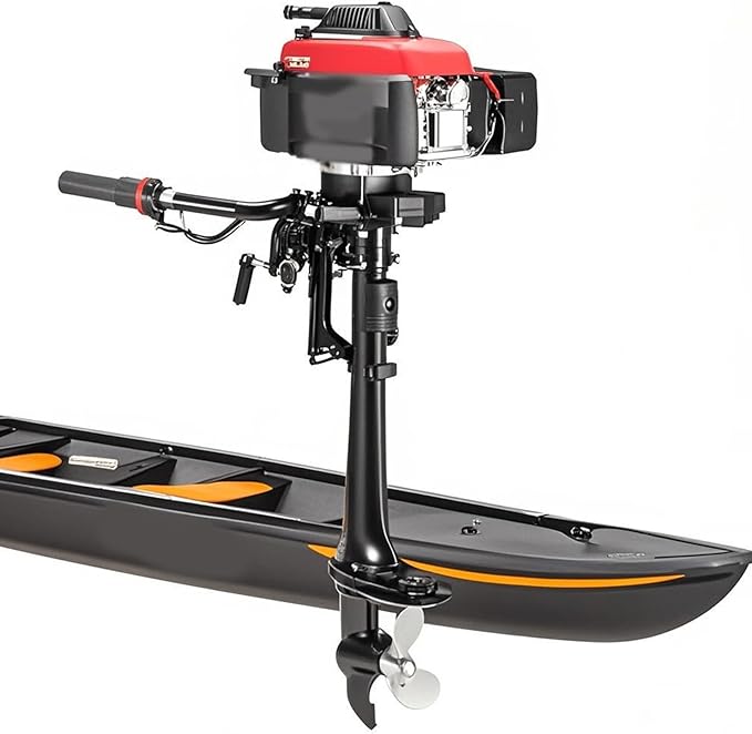 4-Stroke 4HP Outboard Motor, Gas Powered Boat Engine, Air Cooling Outboard Boat Motor, Lightweight Portable Outboard Motor...