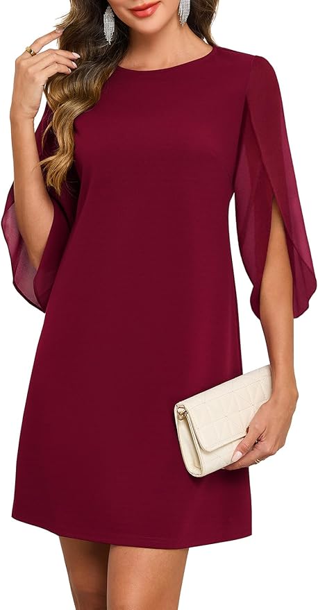 oten Women's 2026 Flutter Sleeve Cocktail Dress Crew Neck Chiffon Formal Wedding Guest Party Short Dresses