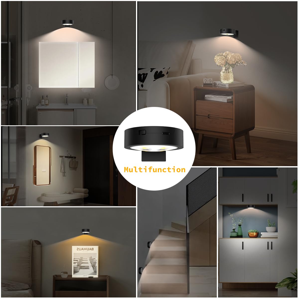 Picture Lights Rechargeable Battery Operated Wall Art Lights,Wireless Magnetic Painting Light with Remote,LED Timer&Dimmable Picture Frame lights for Artworking Picture Wall Decor(Black, 3Pack)