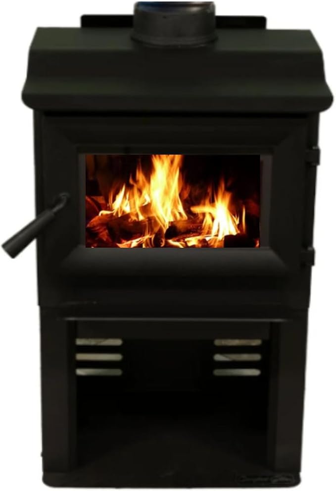 Comfort GlowLancaster I Wood Burning Stove, Heats Up To 1,200 Sq Ft, 18" Logs, Plate Steel & Cast Iron, Large Glass Windo...