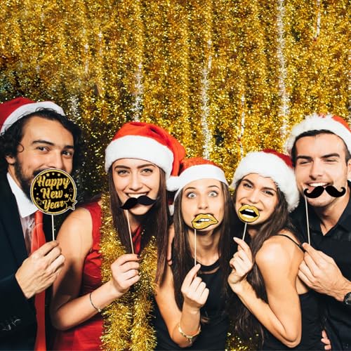 Biswiter 36 Pcs New Years Photo Booth Props, New Years Eve Photo Props 2026, Happy New Year Decorations 2026, New Year Pho...